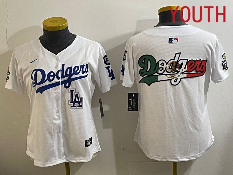 Youth Los Angeles Dodgers Blank White Game 2024 Nike MLB Jersey style 112123->youth mlb jersey->Youth Jersey
